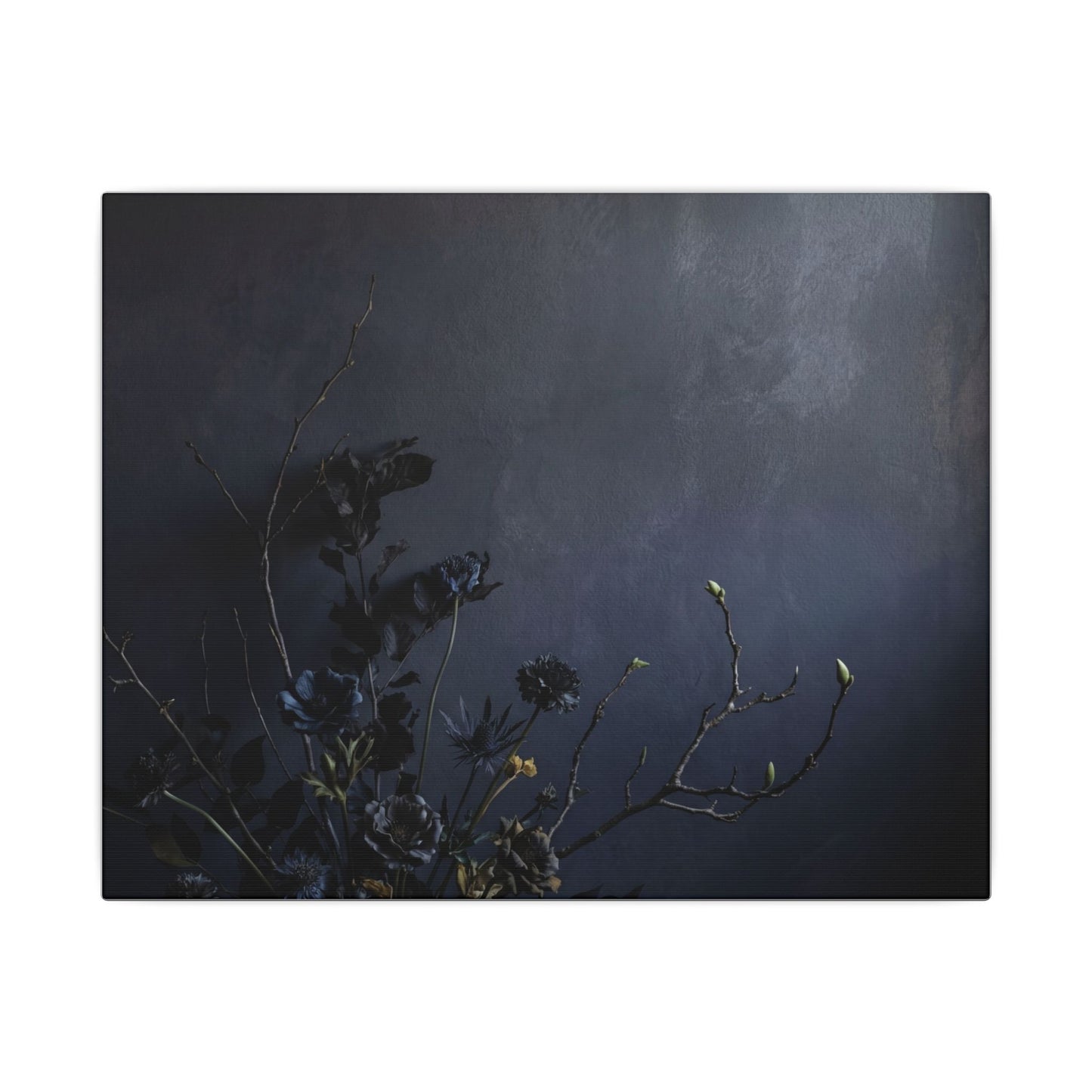 Dried Flowers Spring Canvas Art | Dark Japandi Moody Design