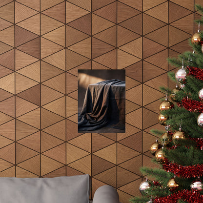 Dark Japandi Silk Drape in Golden Hour | Shadow Zen Wall Art Print