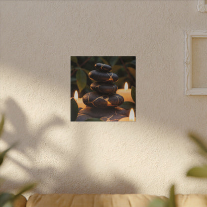 Summer River Stones Gold Vein Canvas Art | Philosophical Decor