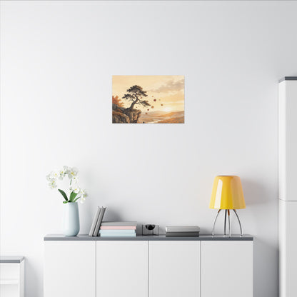 Pine Tree Autumn Canvas Art | Japandi Warm Design