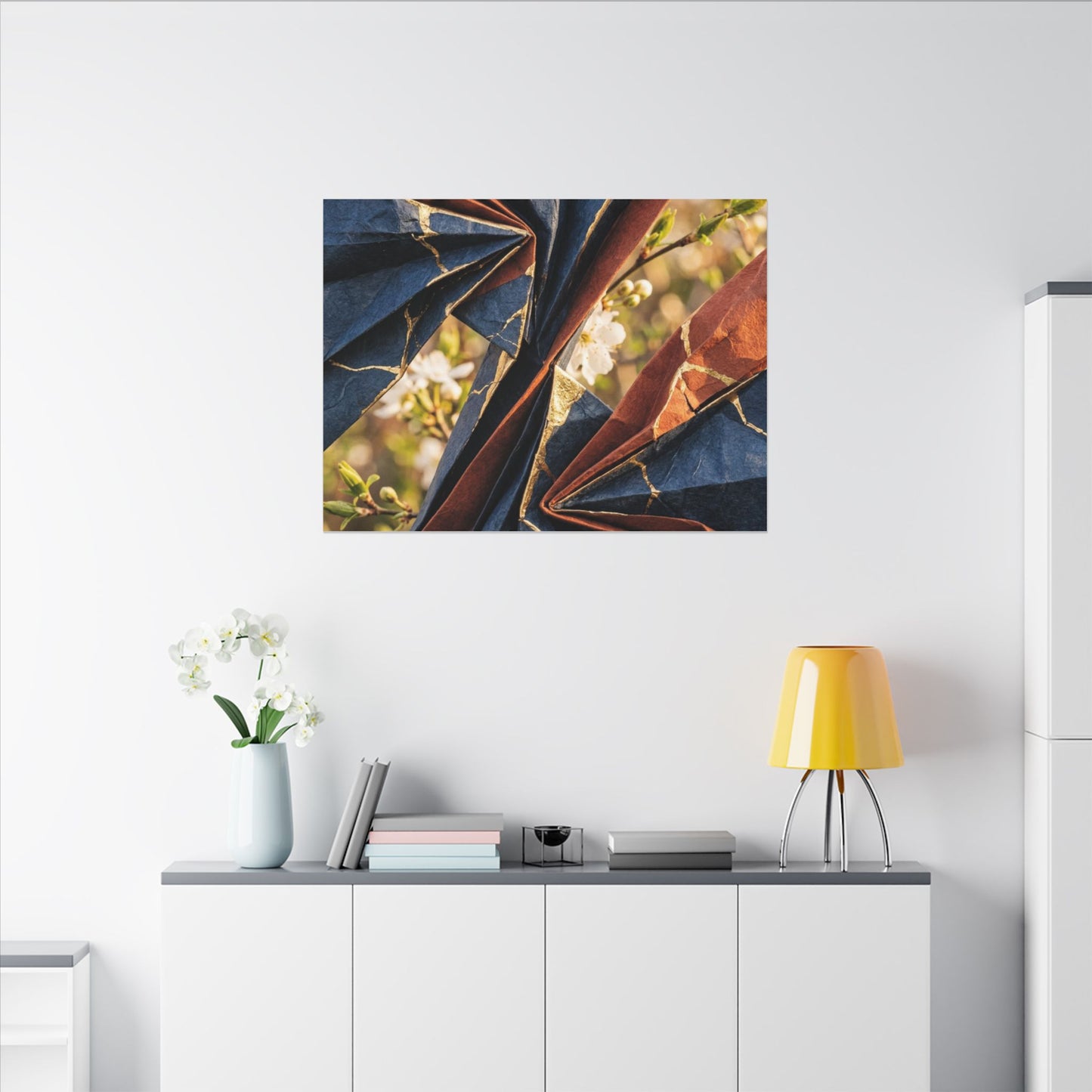 Kintsugi Paper Fold in Golden Hour | Crackle Gold Canvas Art