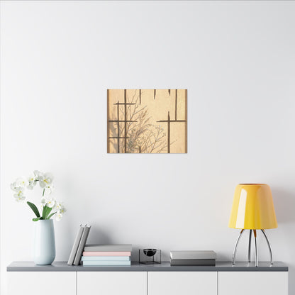 Shoji Screen Canvas Art | Winter Japandi Minimal Line Art