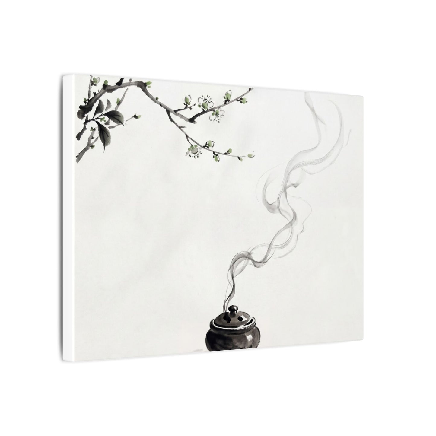 Calm Incense Smoke Canvas Art - Sumi E Zen