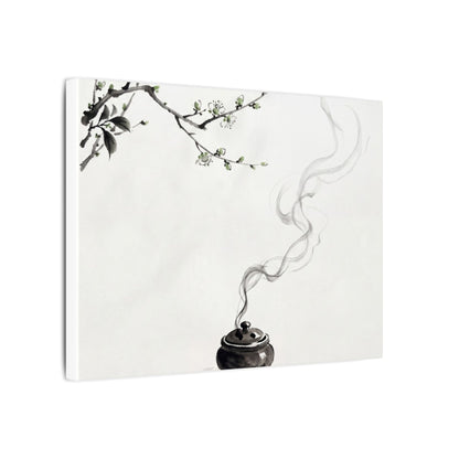 Calm Incense Smoke Canvas Art - Sumi E Zen
