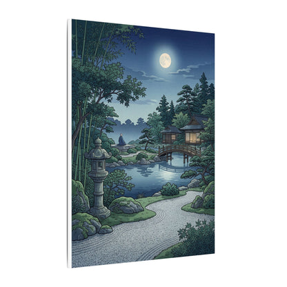 Summer Moonlit Garden Ukiyo E Inspired Canvas Art | Serene Decor