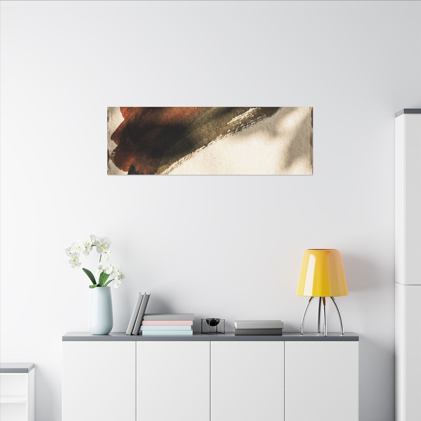Ink Brushstroke Canvas Art | Summer Dark Japandi Moody Minimal Art