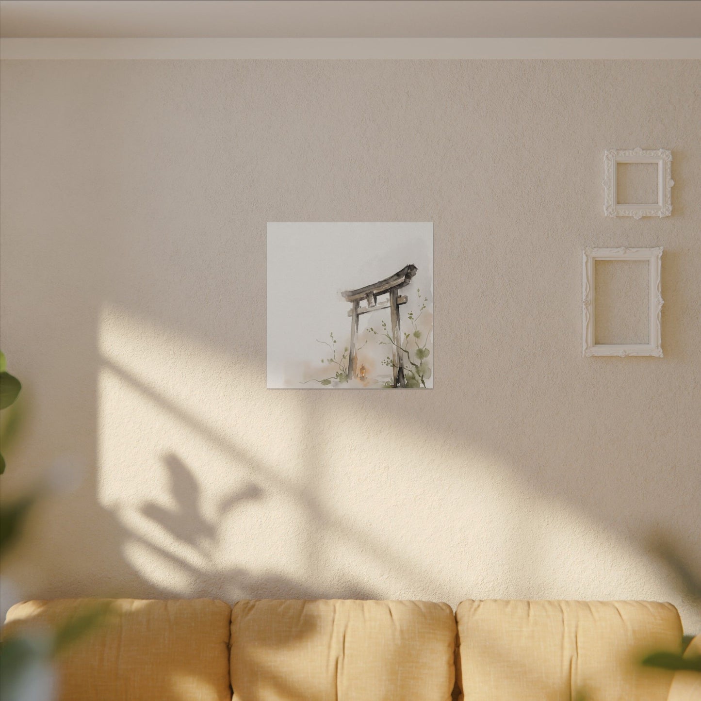 Fukinsei Torii Gate Canvas Art - Japandi Watercolor