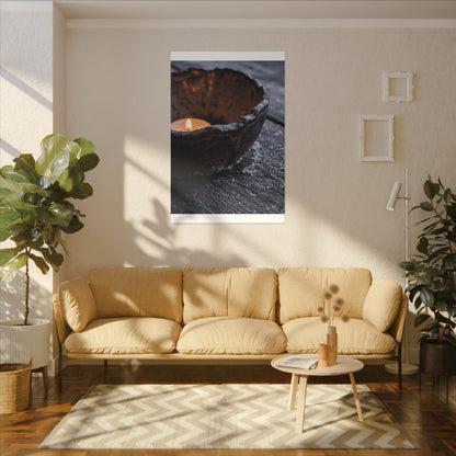Atmospheric Ceramic Bowl Canvas Art - Moody Minimal Dark Japandi