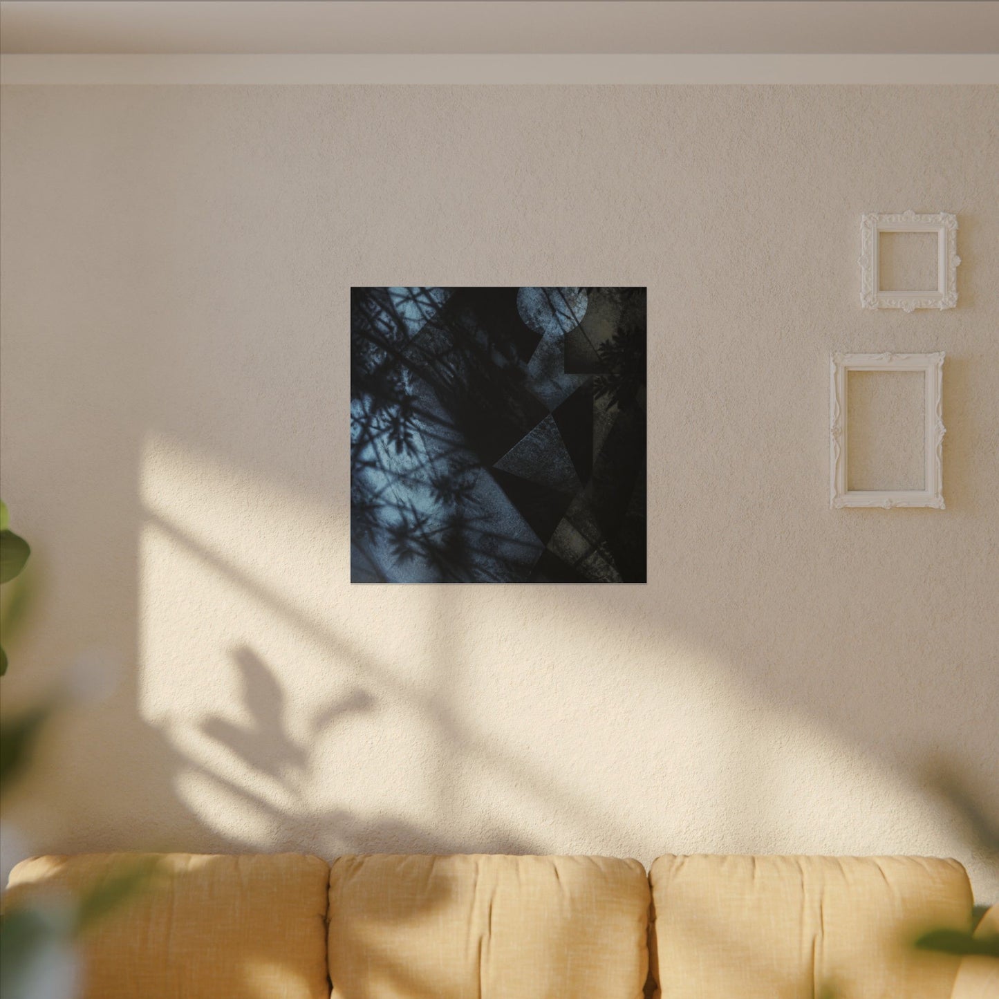 Shadow Play Winter Canvas Art | Dark Japandi Luxurious Design