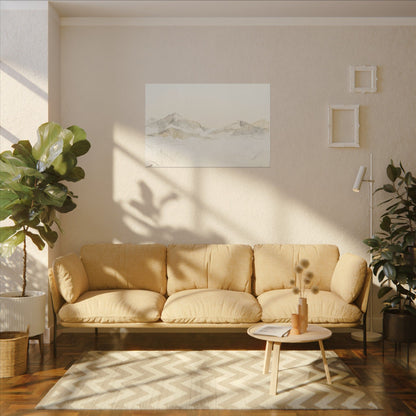 Mountain Mist Winter Canvas Art | Japandi Warm Design