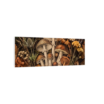 Autumn Dried Flowers Mushroom Illustration Canvas Art | Earthy Decor