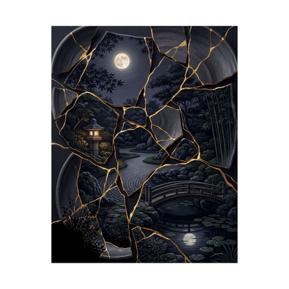 Summer Moonlit Garden Gold Repair Wall Art Print | Philosophical Decor