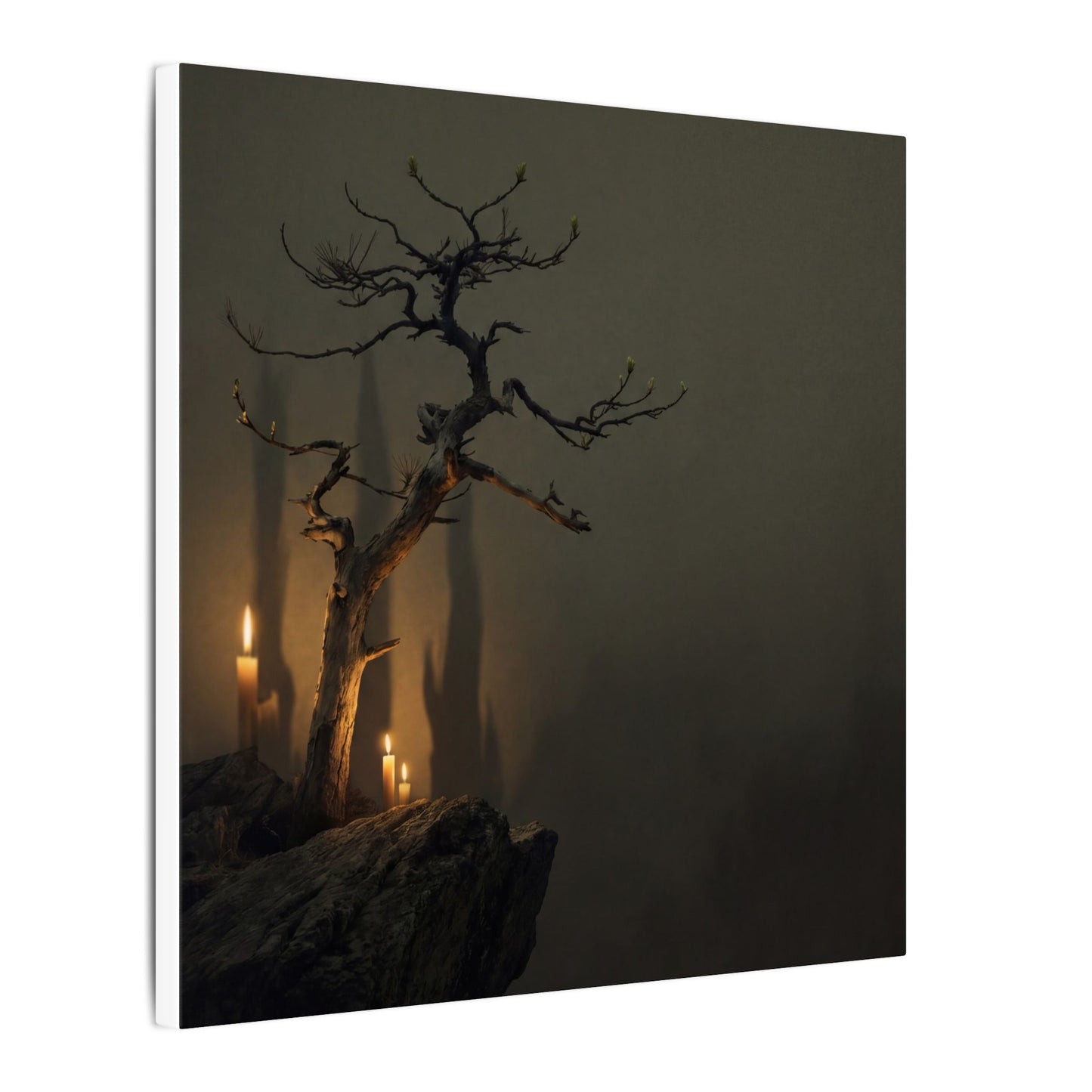 Ma Pine Tree Canvas Art - Dark Japandi Shadow Zen