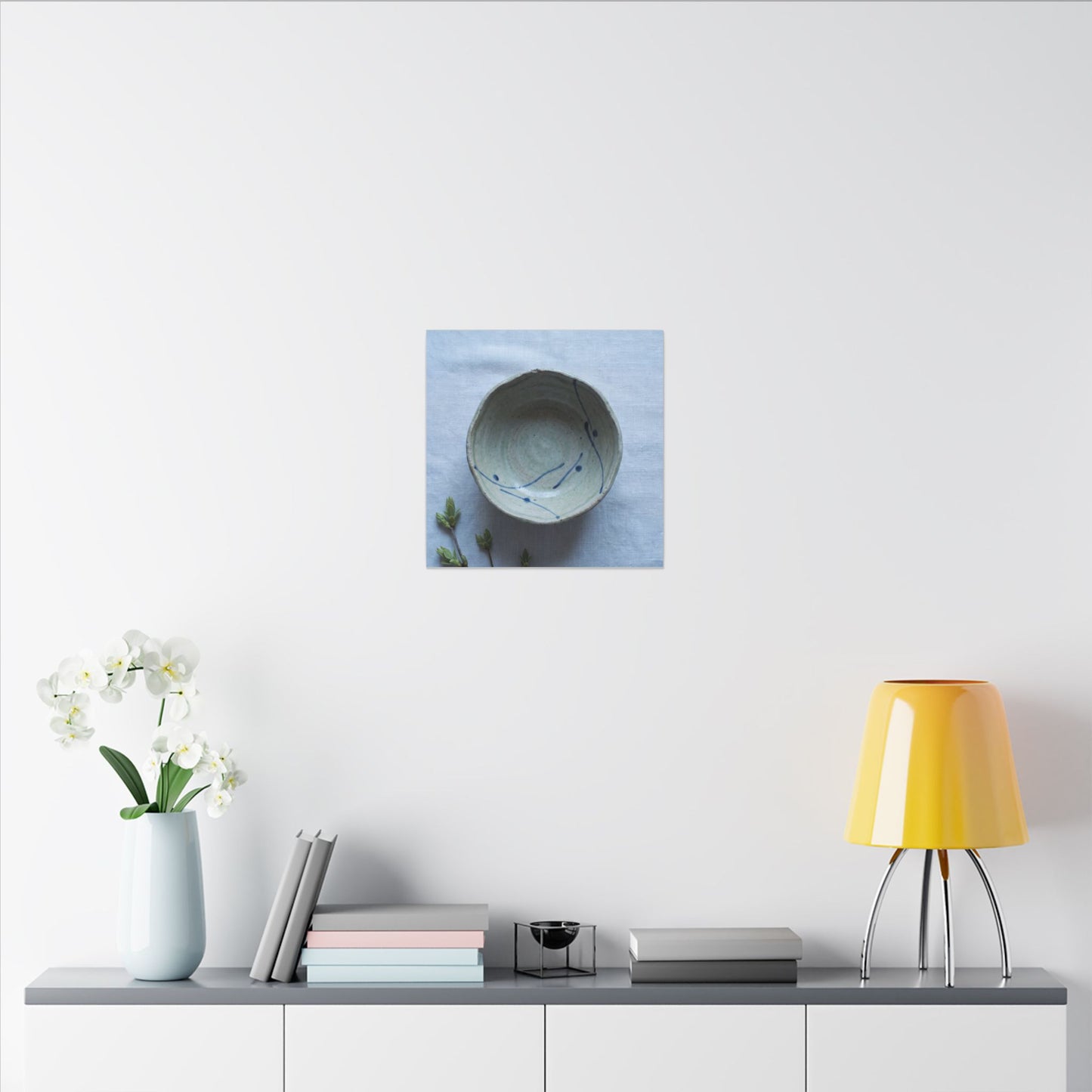Spring Ceramic Bowl Minimal Line Canvas Art | Warm Decor