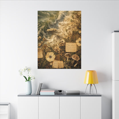 Spring Ocean Wave Herbarium Canvas Art | Nostalgic Decor