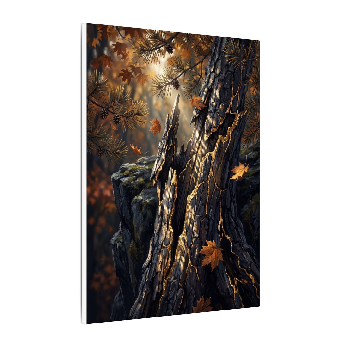Pine Tree Autumn Canvas Art | Kintsugi Beautiful Design