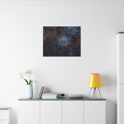 Bold Cherry Blossom Canvas Art - Charcoal Ink Dark Japandi