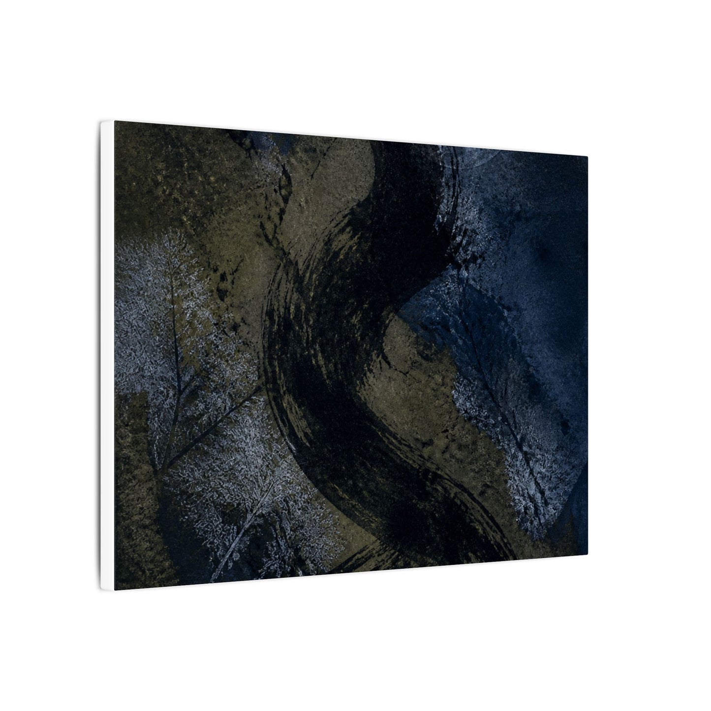 Shibui Ink Brushstroke Canvas Art - Dark Japandi Dark Texture