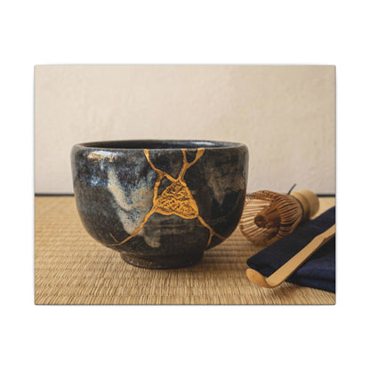 Kanso Tea Ceremony Canvas Art - Kintsugi Gold Vein