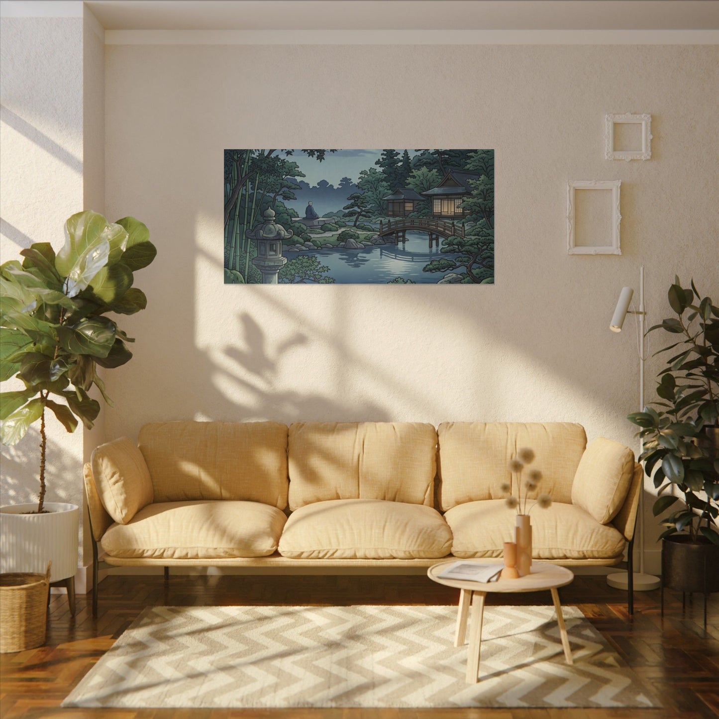Summer Moonlit Garden Ukiyo E Inspired Canvas Art | Serene Decor