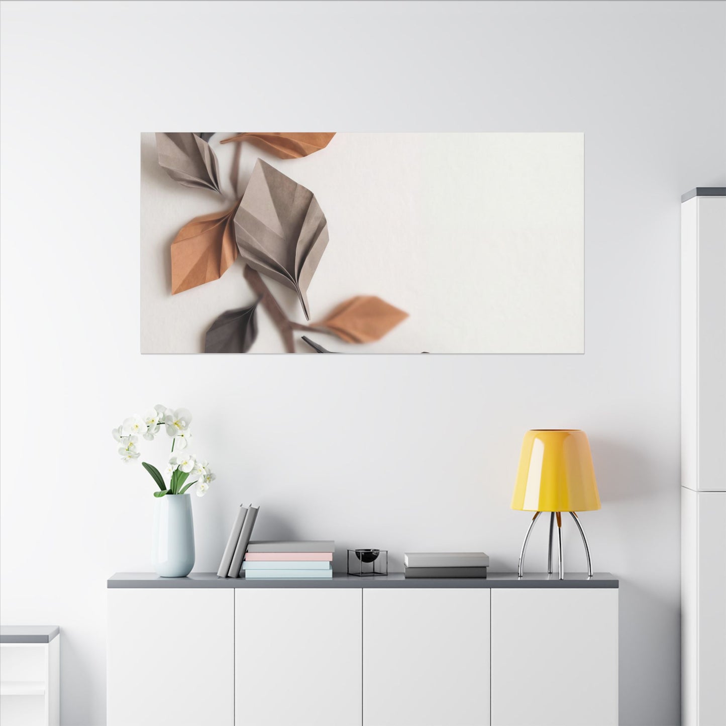 Paper Fold Autumn Canvas Art | Japandi Earthy Design