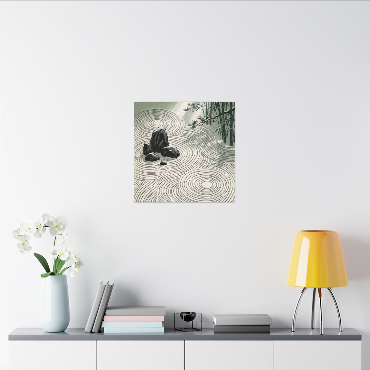 Shibui Rock Garden Canvas Art - Zen Ukiyo E Inspired