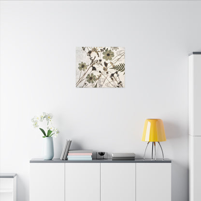 Japandi Dried Flowers in Golden Hour | Japanese Pattern Canvas Art