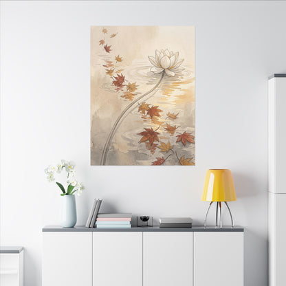 Lotus Flower Canvas Art | Autumn Japandi Minimal Line Art