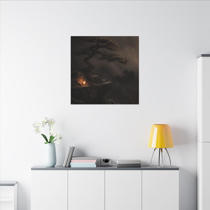 Pine Tree Shadow Zen Canvas Art | Luxurious Dark Japandi Art