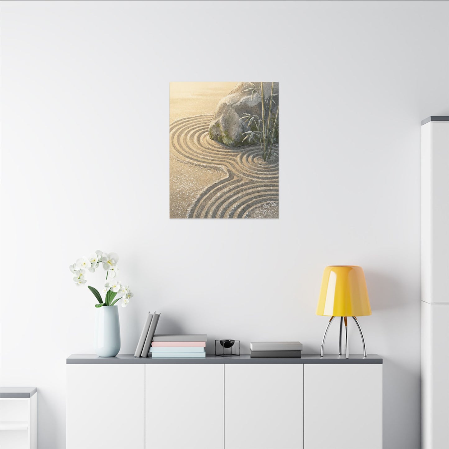 Rock Garden Winter Canvas Art | Zen Peaceful Design