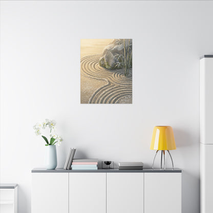 Rock Garden Winter Canvas Art | Zen Peaceful Design