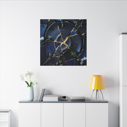 Moonlight Broken Pottery Canvas Art - Kintsugi Fukinsei