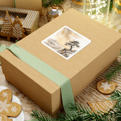 Winter Pine Tree Watercolor Sticker | Neutral Decor Art Print