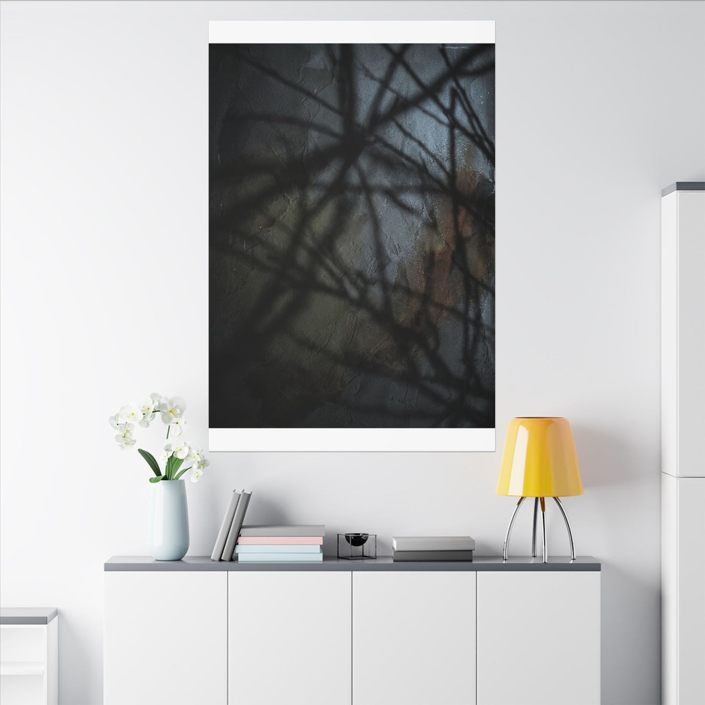 Shadow Play Dark Texture Canvas Art | Sophisticated Dark Japandi Art