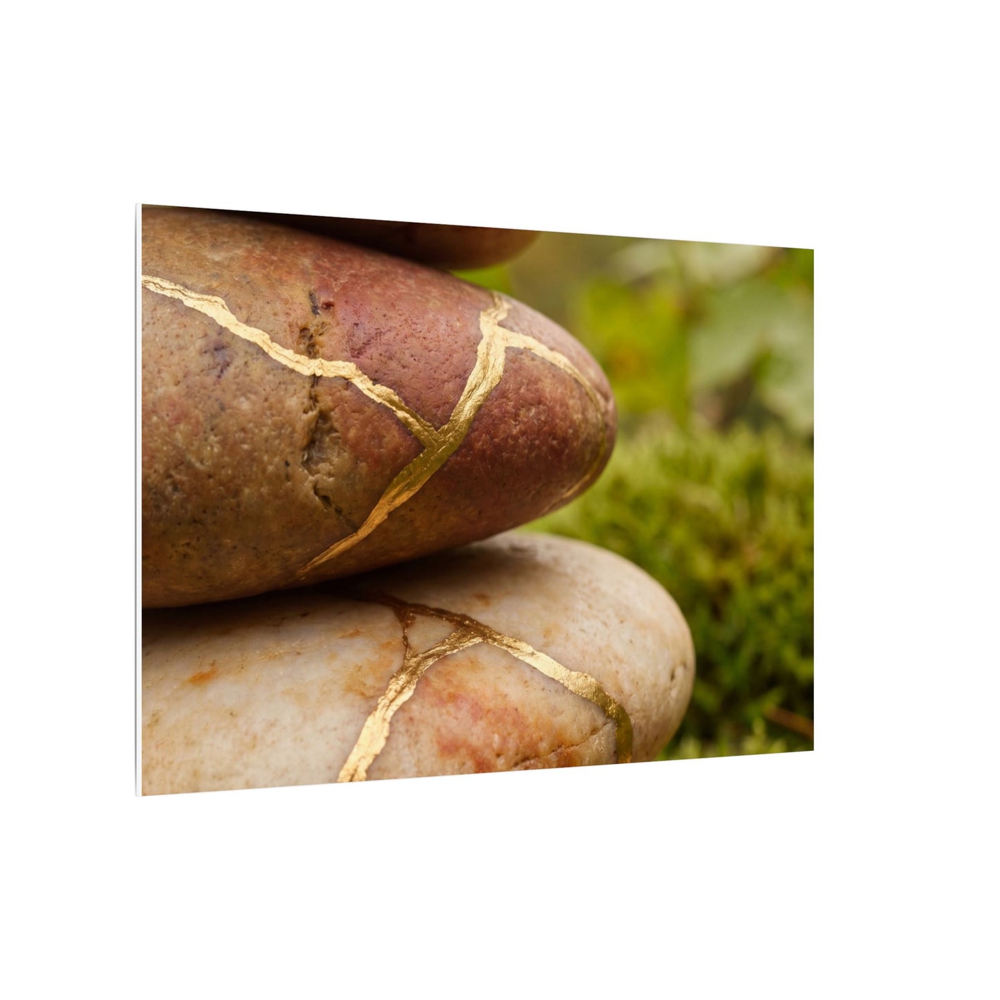 River Stones Summer Canvas Art | Kintsugi Healing Design