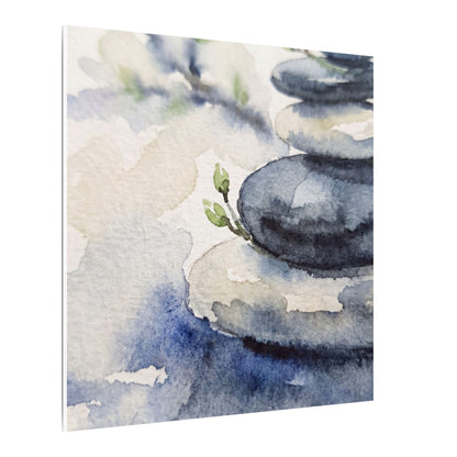 River Stones Watercolor Canvas Art | Cozy Japandi Art