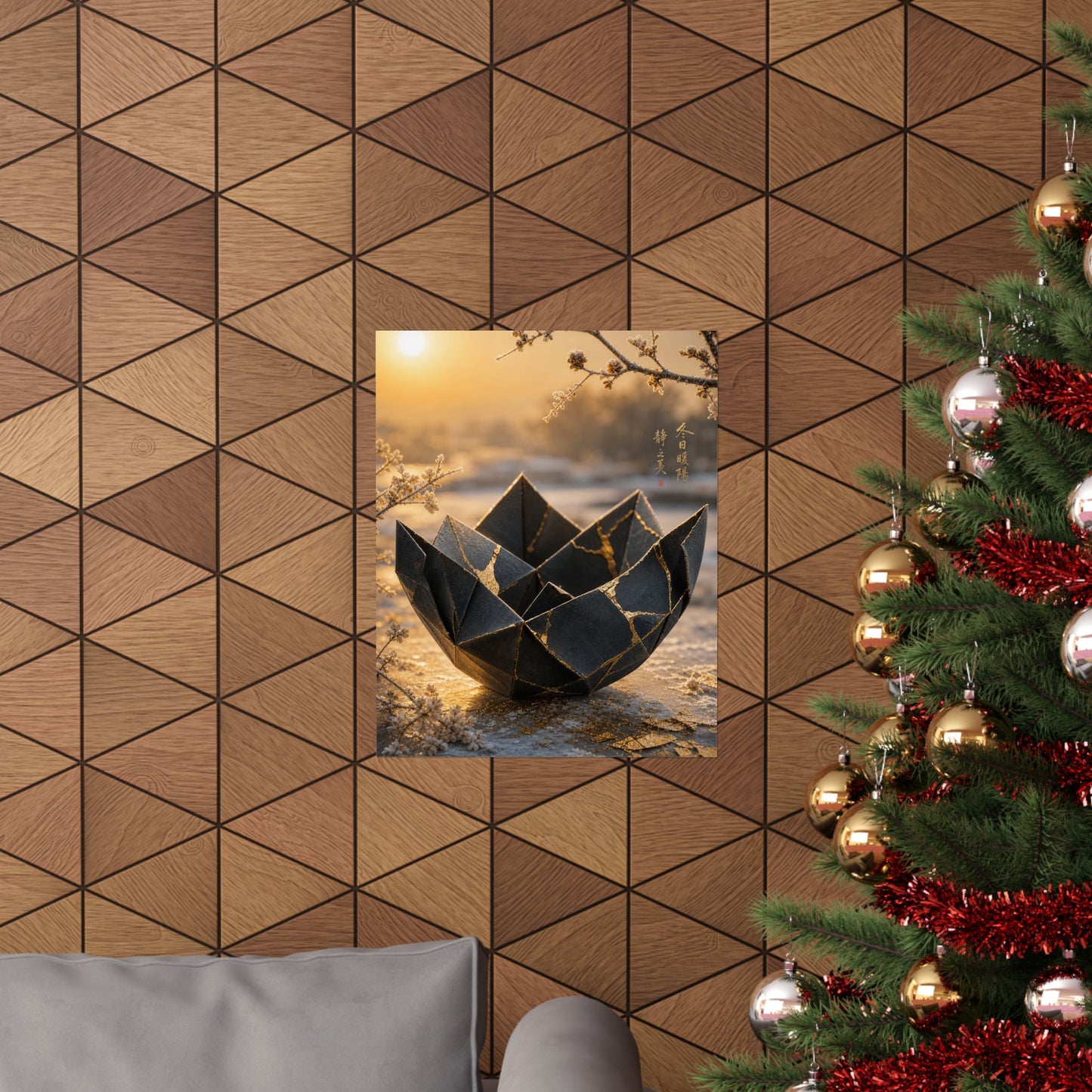 Paper Fold Gold Repair Wall Art Print | Resilient Kintsugi Art