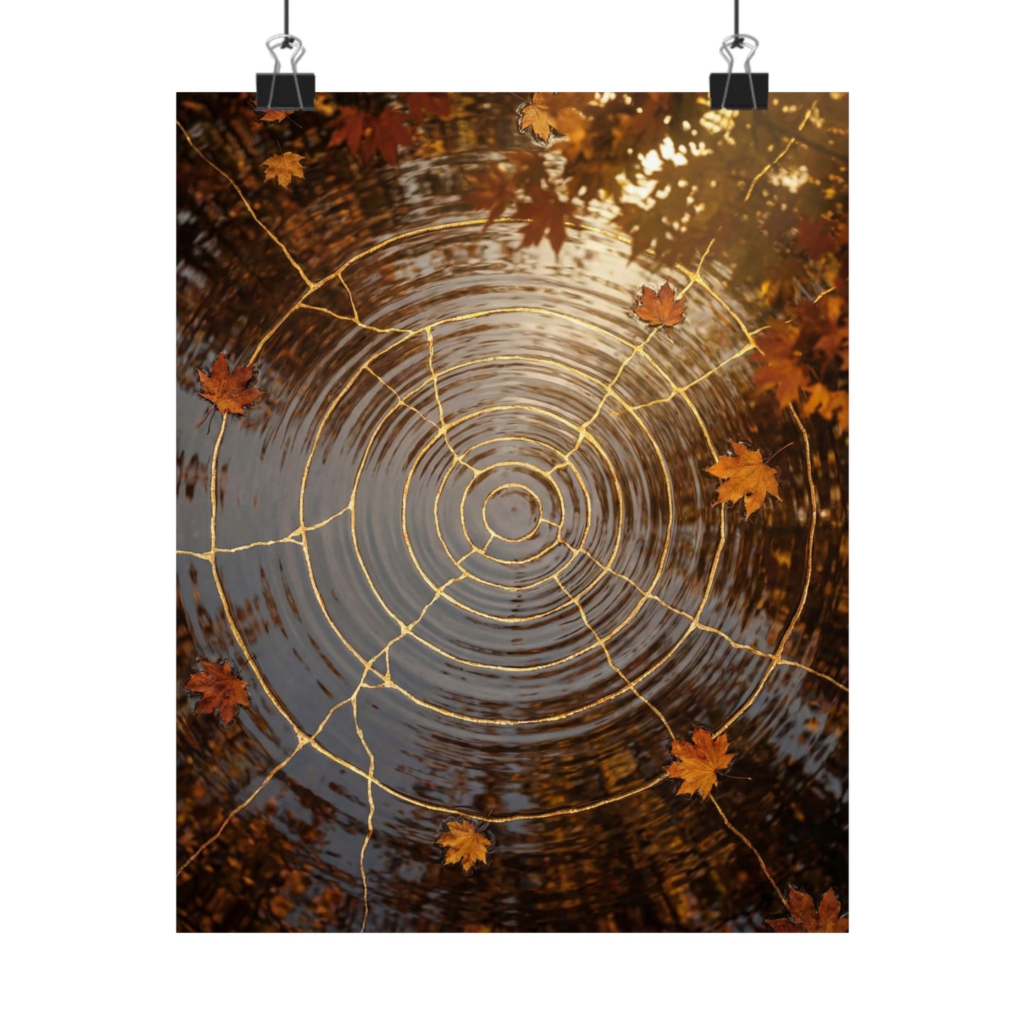Water Ripple Autumn Wall Art Print | Kintsugi Resilient Design Art Print