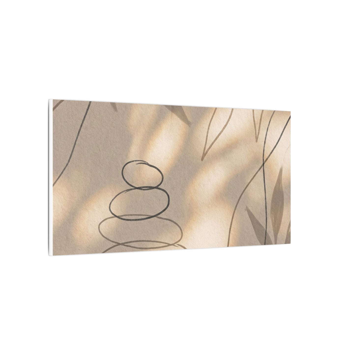 River Stones Minimal Line Canvas Art | Earthy Japandi Art