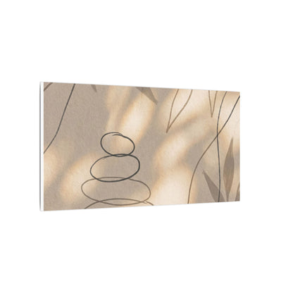 River Stones Minimal Line Canvas Art | Earthy Japandi Art