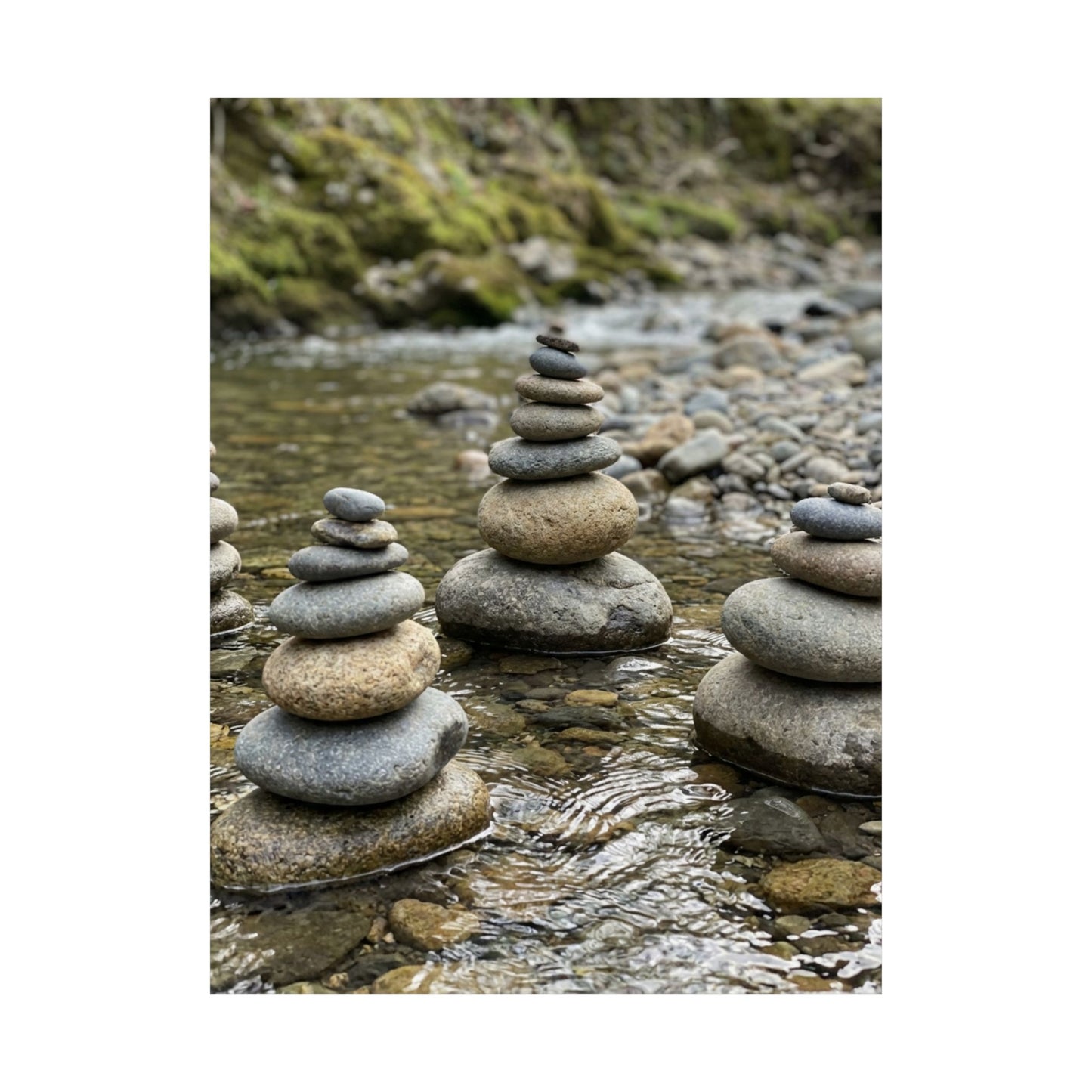 River Stones Summer Wall Art Print | Zen Contemplative Design