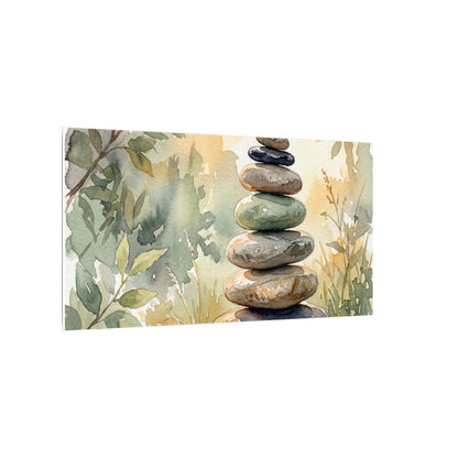 Golden Hour River Stones Canvas Art - Japandi Mono No Aware