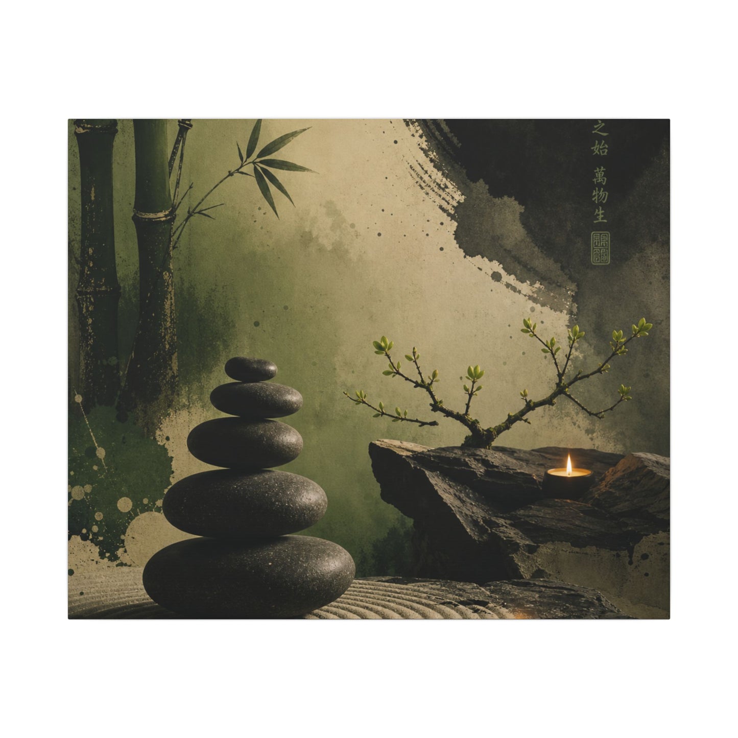 River Stones Spring Canvas Art | Zen Contemplative Design
