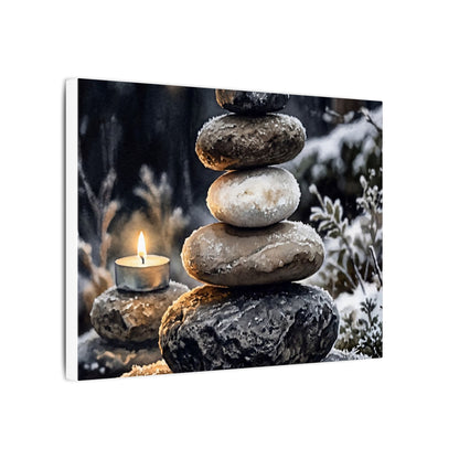 River Stones Canvas Art | Winter Japandi Watercolor Art