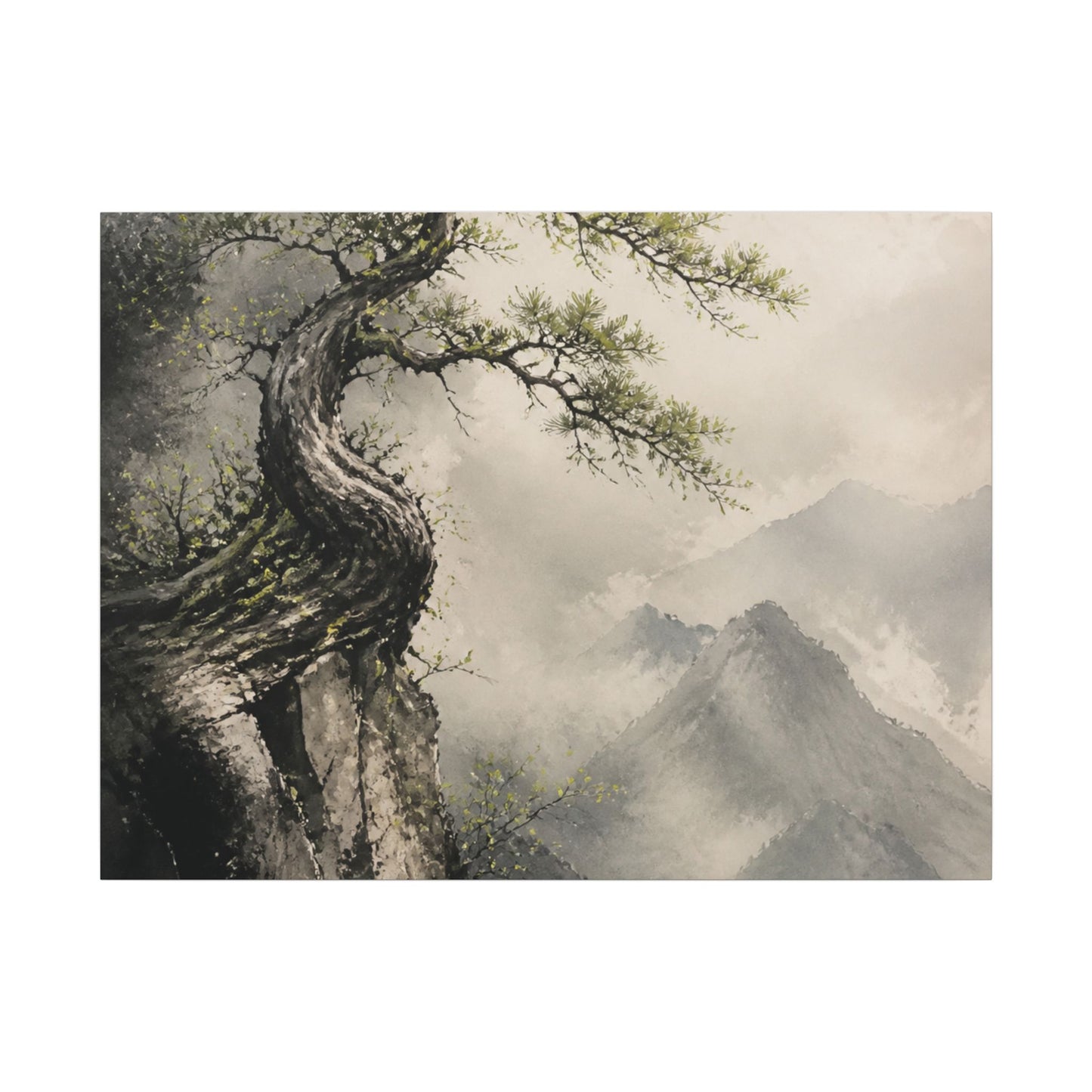 Spring Pine Tree Watercolor Canvas Art | Warm Decor