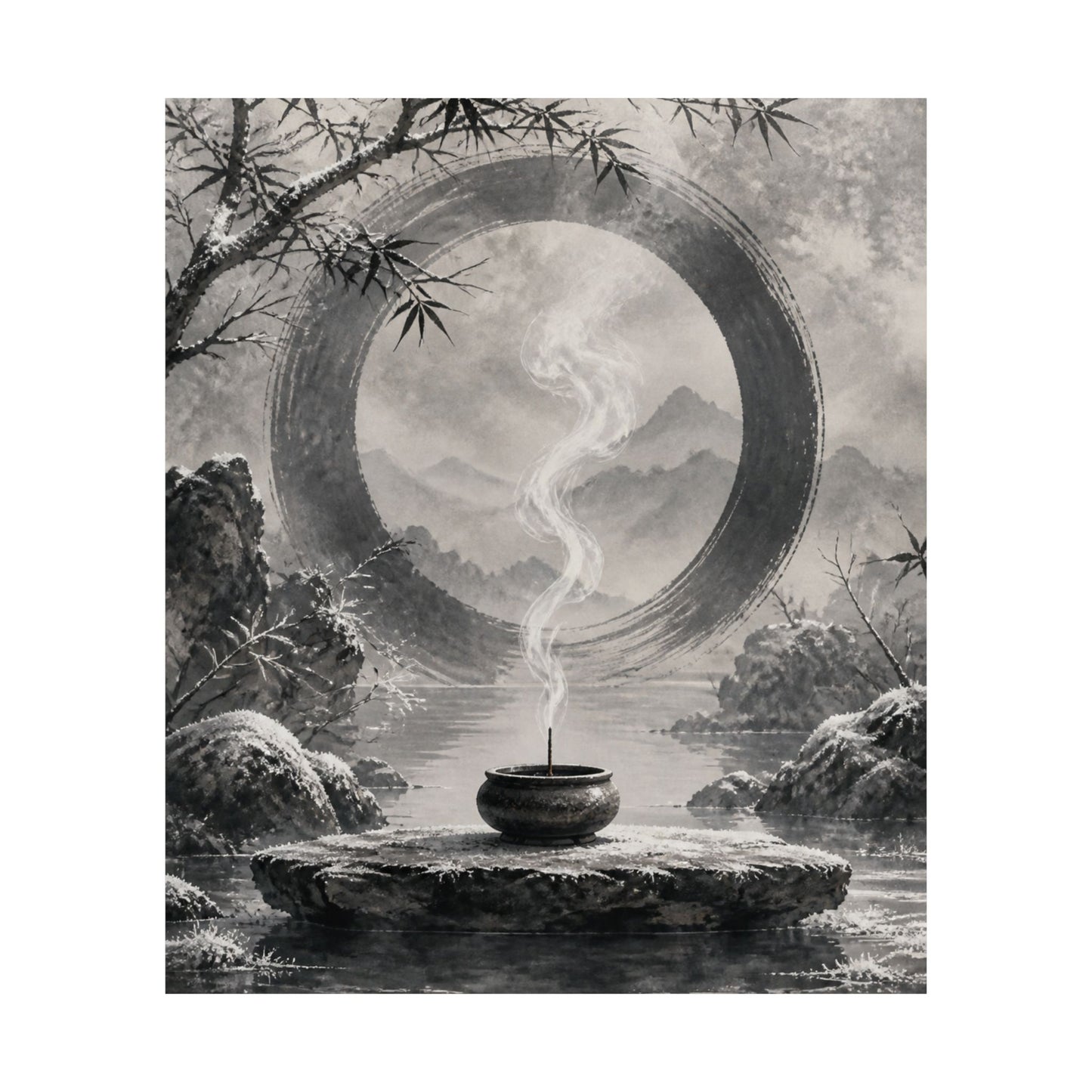 Dappled Incense Smoke Wall Art Print - Zen Seijaku