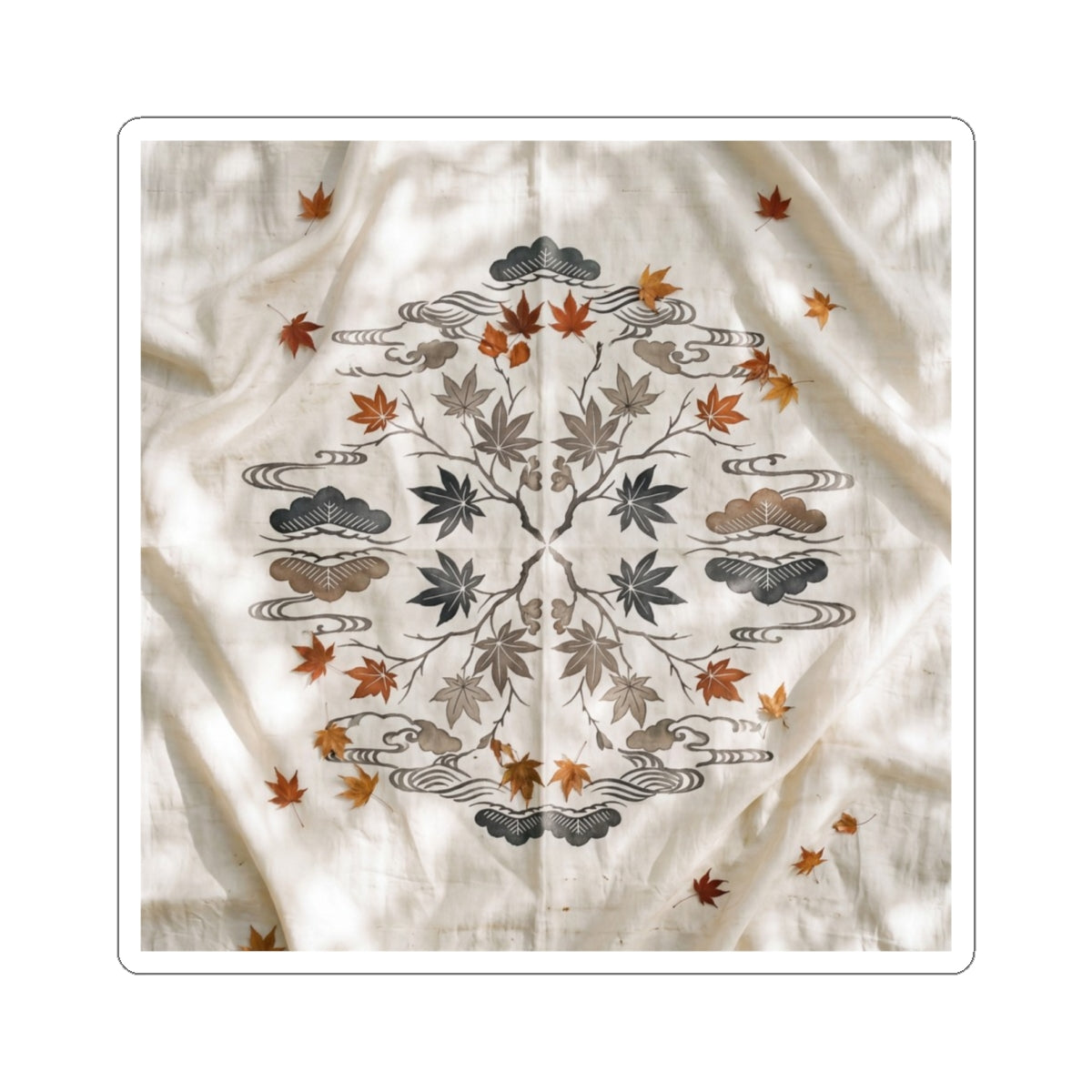 Silk Drape Sticker | Autumn Japandi Japanese Pattern Art