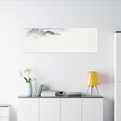 Winter Mountain Mist Minimal Line Canvas Art | Elegant Decor