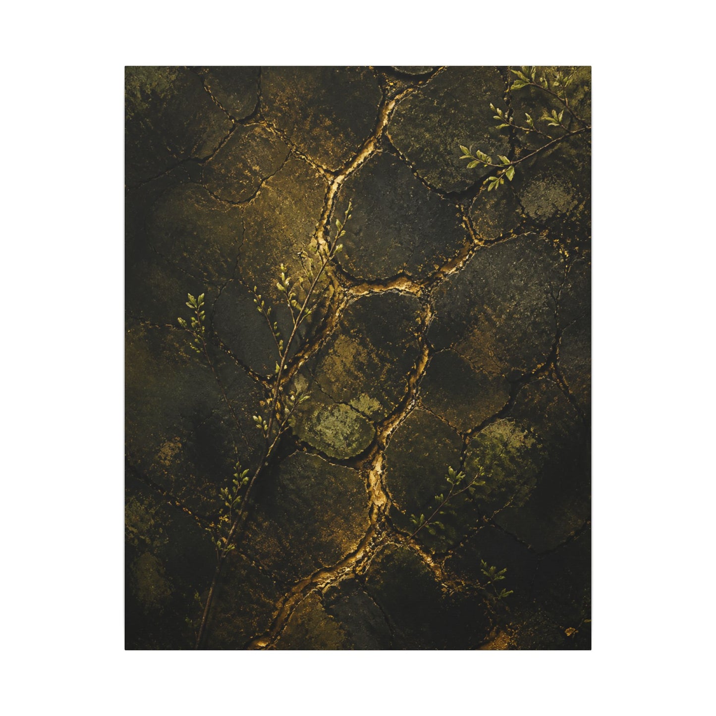 Shibui Cracked Earth Canvas Art - Dark Japandi Dark Texture