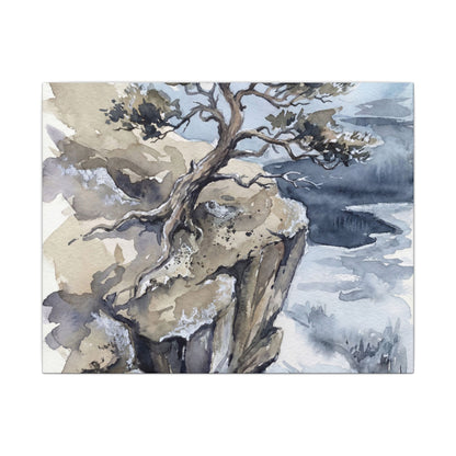 Pine Tree Canvas Art | Winter Japandi Watercolor Art Art Print